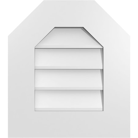 Ekena Millwork Octagonal Top Surface Mount PVC Gable Vent w/ 3-1/2"W x 1"P Standard Frame, 16"W x 18"H GVPOT16X1801SN